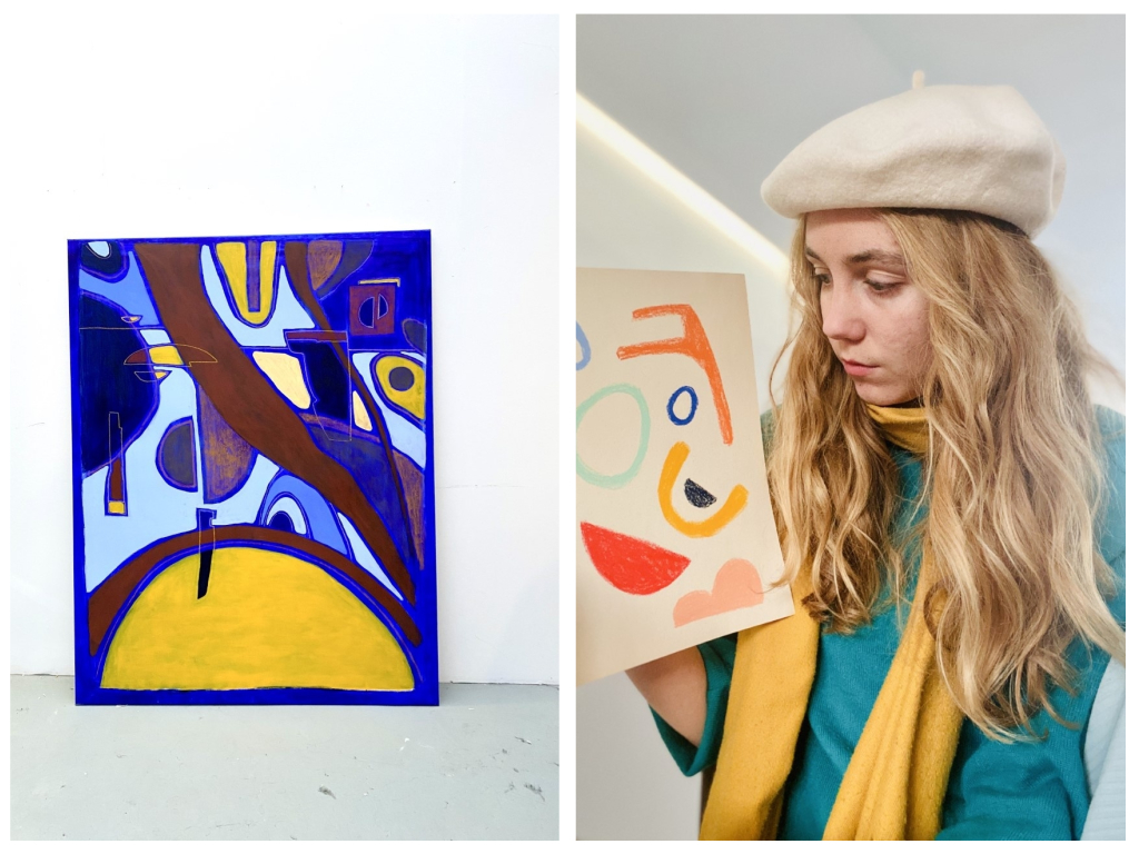 Amber Grothe met haar werk - social