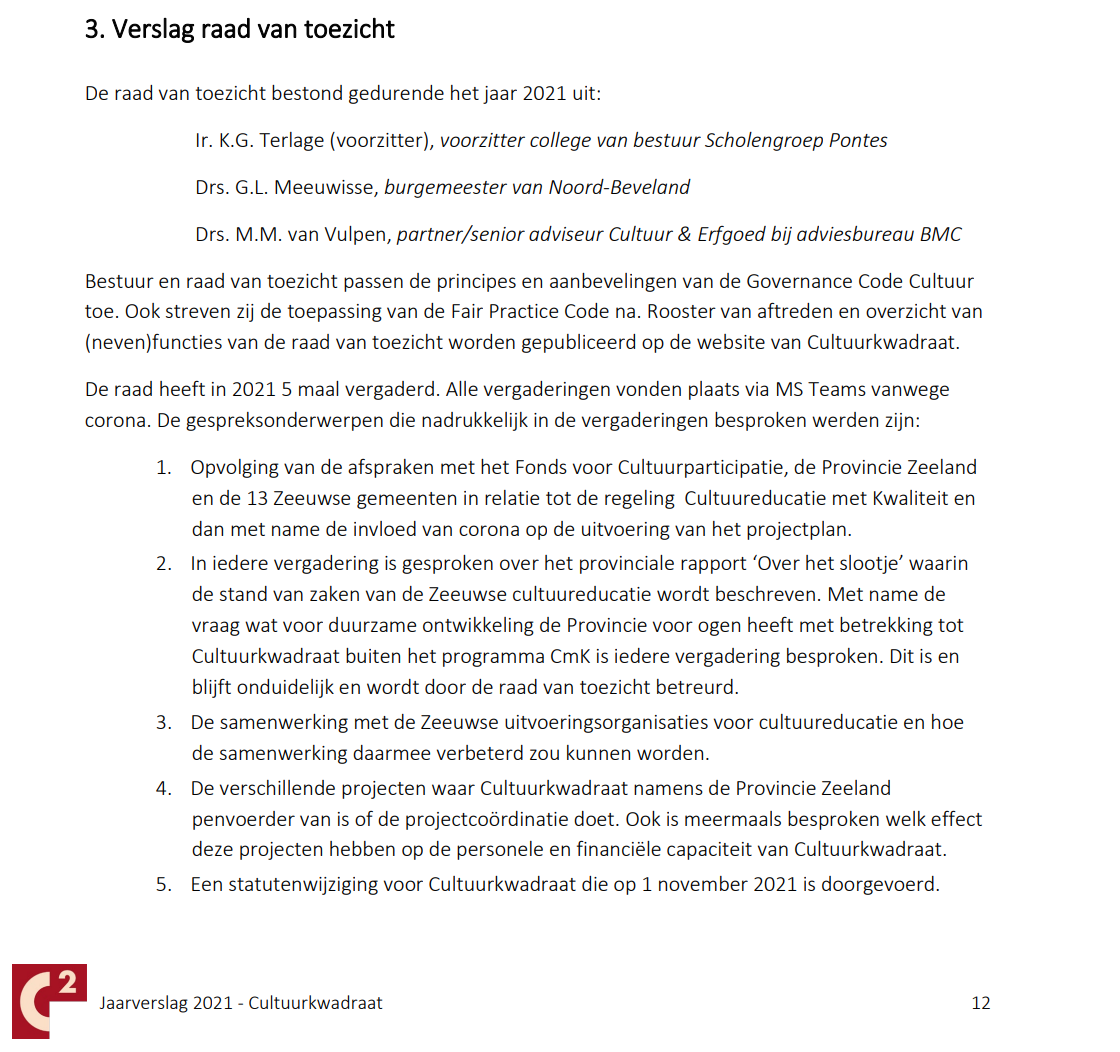 Cultuurkwadraat verslag RvT