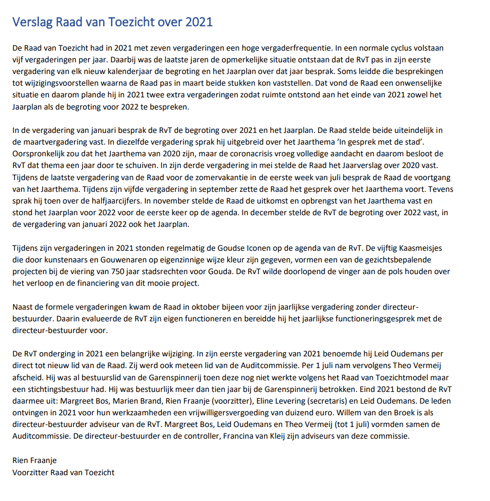 Garenspinnerij verslag RvT